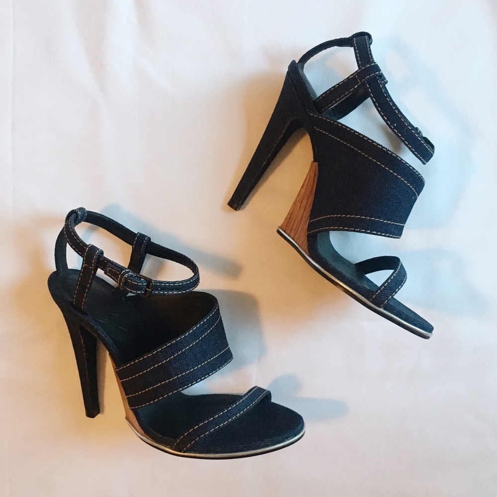 Bottega Veneta Dark Blue Strappy Sandals